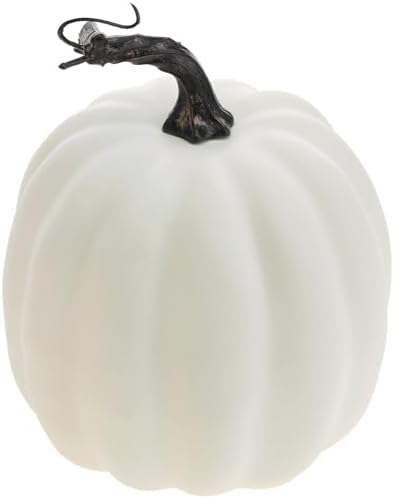 Woration 5 Inch Artificial White Pumpkin Halloween Decoration