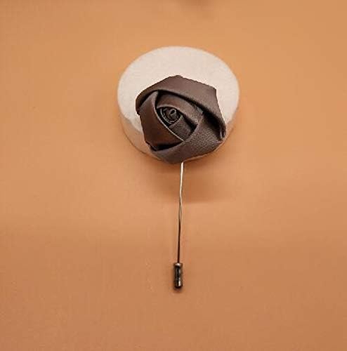 Banlardk Artificial Flower Rose Lapel Pin M Gray