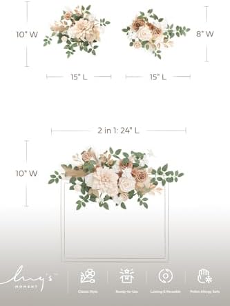 Lings Moment 2pcs Fall Wedding Artificial Floral Swags Welcome Sign Flowers Backdrop