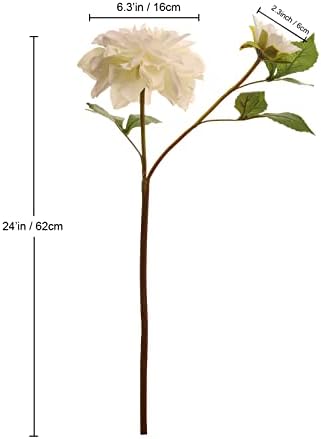 White Dahlia Artificial Flowers 24in Long Stem 5 Pcs