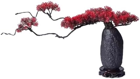 Faux Bonsai Tree with Colorful Ceramic Vase Set