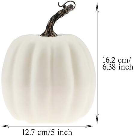 Woration 5 Inch Artificial White Pumpkin Halloween Decoration