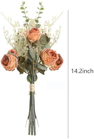 EAZHOP Natural Dried Rose Bouquet 6 Flowers Set 14 Inches