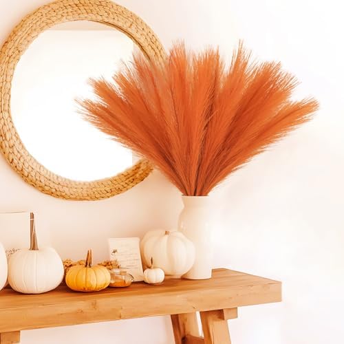 50pcs Burnt Orange Artificial Pampas Grass Decor