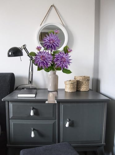 3Pcs Purple Artificial Dahlia Flowers 295 Inch Bouquets