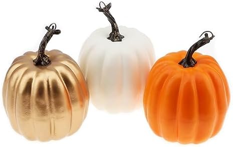 Woration 5 Inch Artificial Orange Pumpkin Decor