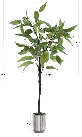 SAFAVIEH 50 Inch Artificial Eucalyptus Tree with Cement Pot