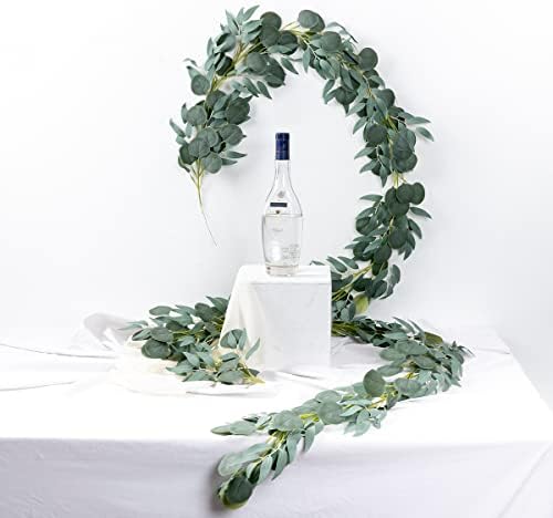Kisflower 5 Pack Green Eucalyptus Garland with Willow Leaves