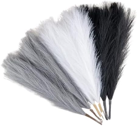 Moiitee 6 Pcs Pampas Grass Decor Black White Grey