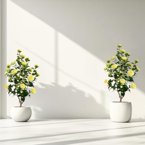 Artificial Camellia Tree 34ft Fake Plants 2 Yellow