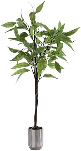 SAFAVIEH 50 Inch Artificial Eucalyptus Tree with Cement Pot