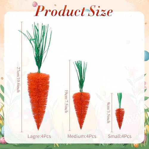 12 Pcs Multisize Artificial Carrots Easter Decor