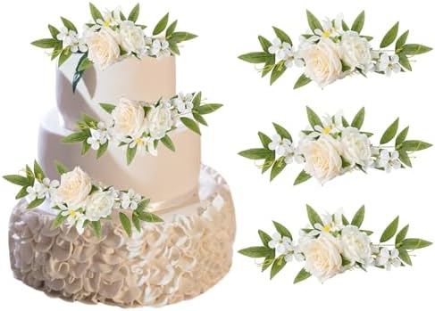 Keebgyy 3 Piece Rustic Wedding Cake Topper Flowers