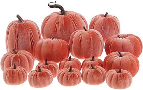 16Pcs Artificial Velvet Pumpkins Halloween Autumn Decor Thanksgiving Centerpiece