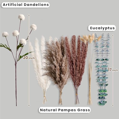 RoseTalk High-End Artificial Flower Bouquet with Dried Pampas Grass