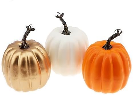 Woration 5 Inch Artificial White Pumpkin Halloween Decoration