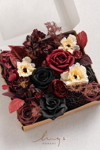 Lings Moment Moody Burgundy Black Artificial Flowers Set