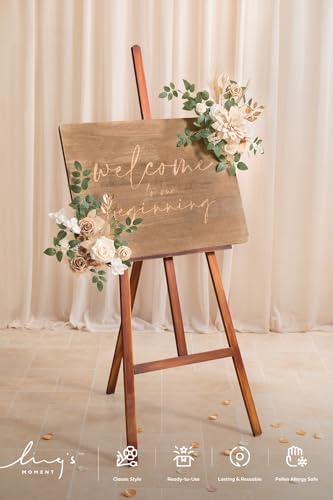 Lings Moment 2pcs Fall Wedding Artificial Floral Swags Welcome Sign Flowers Backdrop