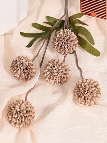 Waipfaru 10pcs Fake Silk Pompon Mum Artificial Flowers Set