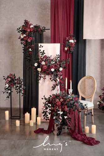 Lings Moment 2PCS Black Arch Flowers Artificial Floral Swags Centerpieces
