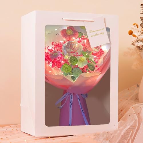 Handmade Crochet Flower Bouquet with Rose and Gypsophila