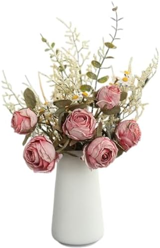 EAZHOP Natural Dried Rose Bouquet 6 Flowers Set 14 Inches