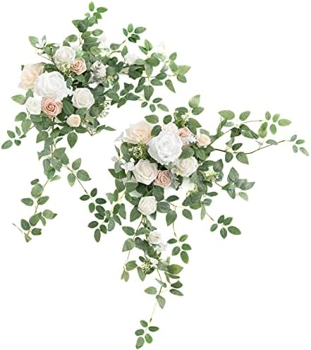 Lings Moment 2PCS Artificial Floral Swags Arch Wedding Centerpieces