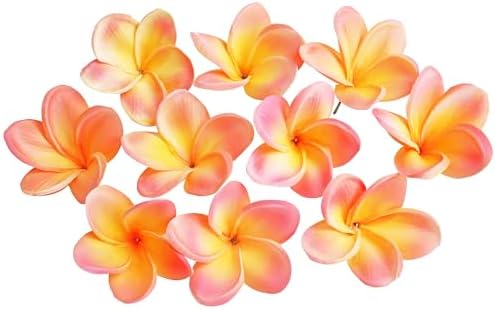 10PCS Real Touch Artificial Plumeria Flowers with Stem Apricot