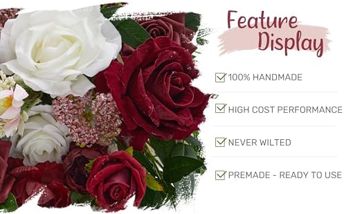 WEDFLOR Wedding Arch Flowers with Drapes Kit - Pack of 4