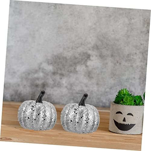 10pcs Foam Silver Glitter Pumpkins Artificial Fall Decor