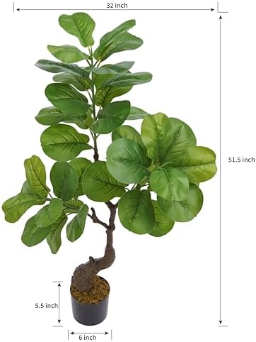 Artificial Fiddle Leaf Fig Tree 49 Fake Potted Plant for Home Office