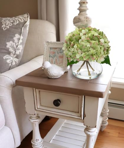 Hollyone Artificial Hydrangea with Glass Vase Decor