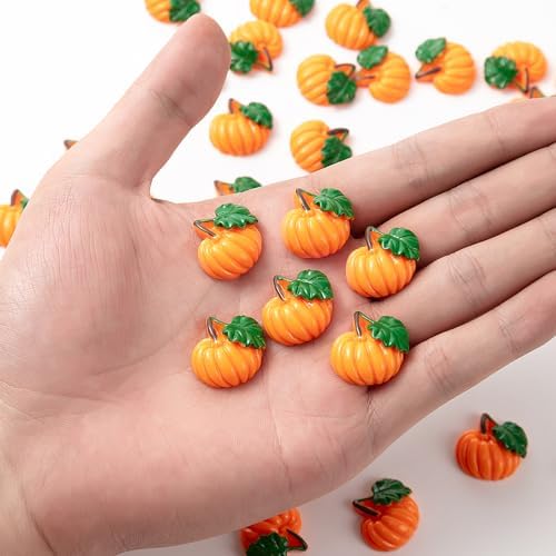 50Pieces Artificial Miniature Pumpkin Resin Decor for Halloween
