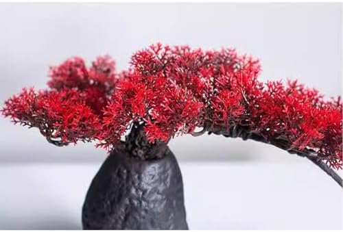 Faux Bonsai Tree with Colorful Ceramic Vase Set