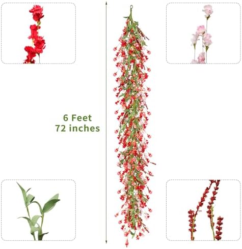 Red and Pink Spring Flower Garland Decor
