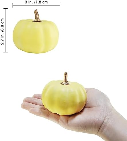 Winlyn 12 Pcs Artificial Yellow Pumpkins for Fall Decor
