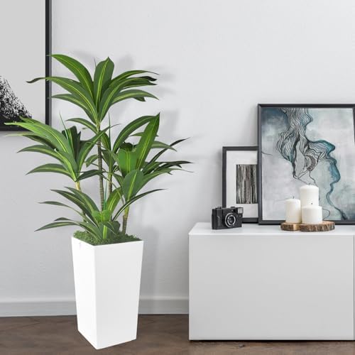 Realistic Artificial Dracaena Tree 5FT with White Planter
