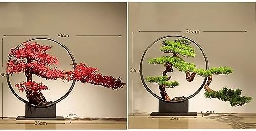 FAFACAI Artificial Bonsai Tree with Pine and Maple Leaves Gold Gray