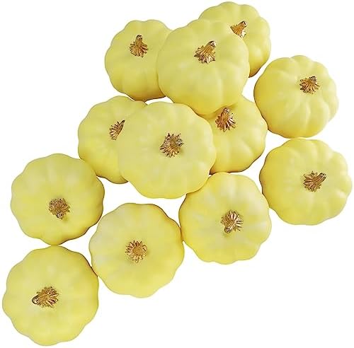 Winlyn 12 Pcs Artificial Yellow Pumpkins for Fall Decor