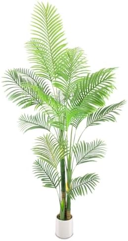 Lush Artificial Palm Tree 7FT with White Planter and Free Moss