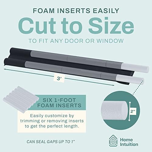 Home Intuition 36 Inch Twin Door Draft Stopper Black 2 Pack