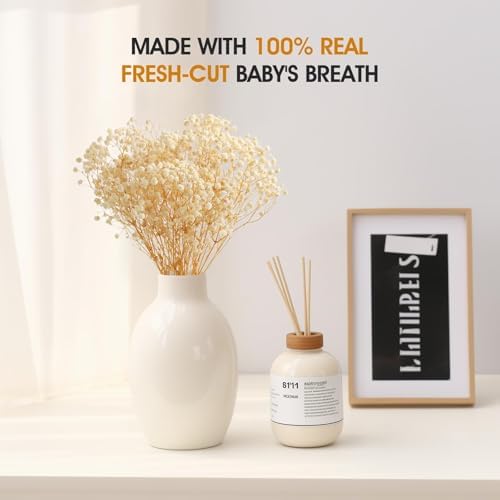 MIHUAGE Dried Flowers Bundles White Babys Breath Gypsophila Wedding Decor