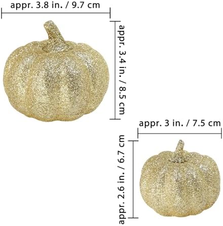Winlyn 12 Pcs Champagne Glitter Artificial Pumpkins Fall Decor
