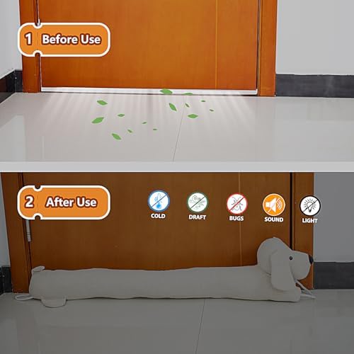 34 Inch Heavy Duty Draft Stopper with Cute Animal Design - Yellow Dog