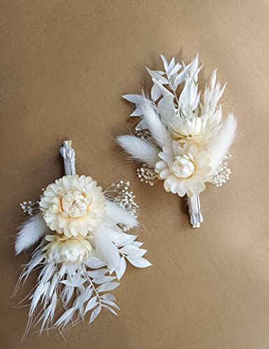 Dried Flowers Boutonniere Wedding 2 Piece Set for Groomsmen