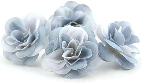 MountRuby 50 Pcs Gray Artificial Silk Rose Flower Head