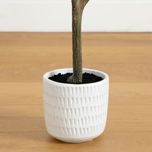 Nearly Natural 4ft Autumn Birch Artificial Tree with White Planter