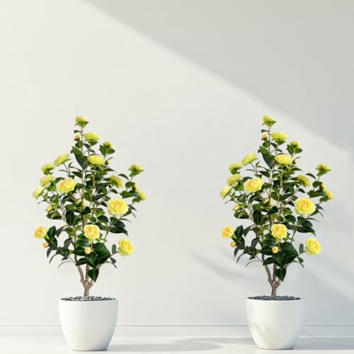 Artificial Camellia Tree 34ft Fake Plants 2 Yellow