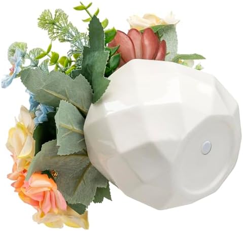 MyGift Artificial Pastel Rose with Succulent in White Ceramic Pot