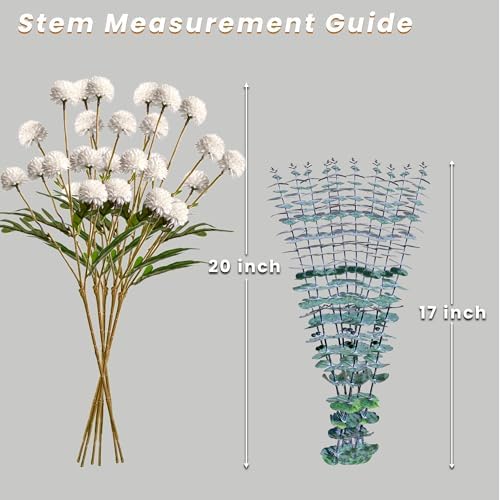 Luxury Faux Flowers in Vase - Realistic Peonies Floral Stems